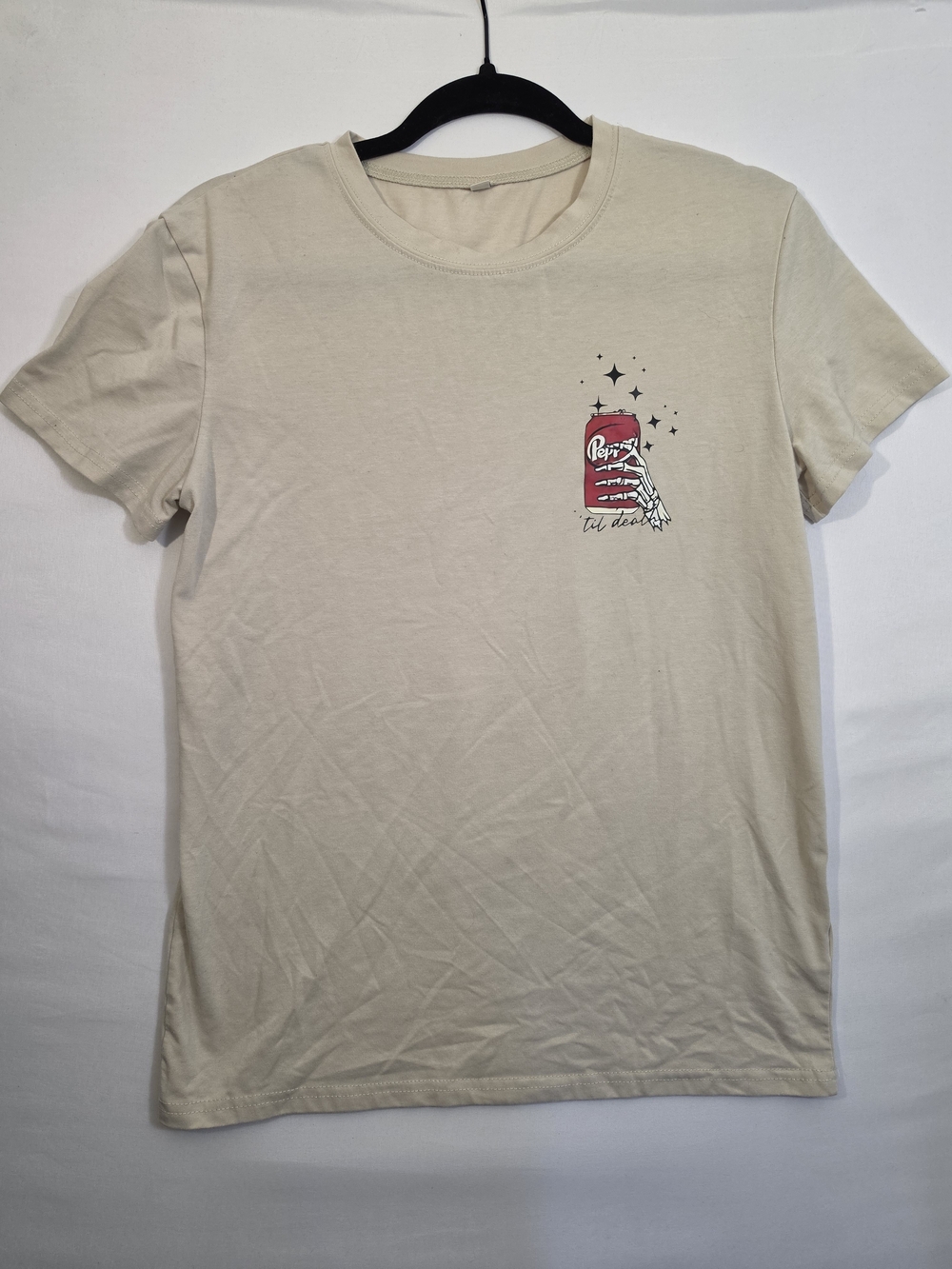 Dr Pepper Lover Era Graphic T-Shirt Size Small Beige Front & Back Print